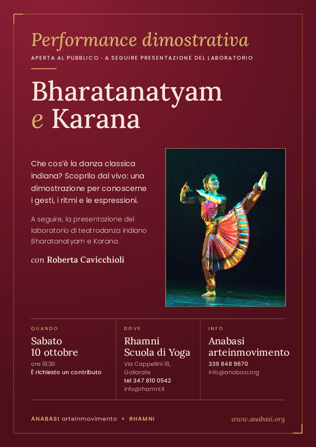 PERFORMANCE DIMOSTRATIVA DI DANZA INDIANA BHARATANATYAM